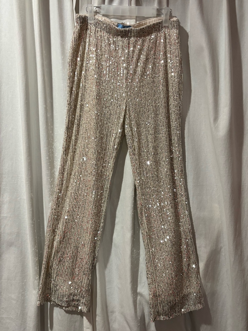 Women’s Sequin Straight-Leg Pants in Champagne
